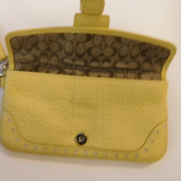 Coach Yellow Leather Wristlet - Picture 3 of 5